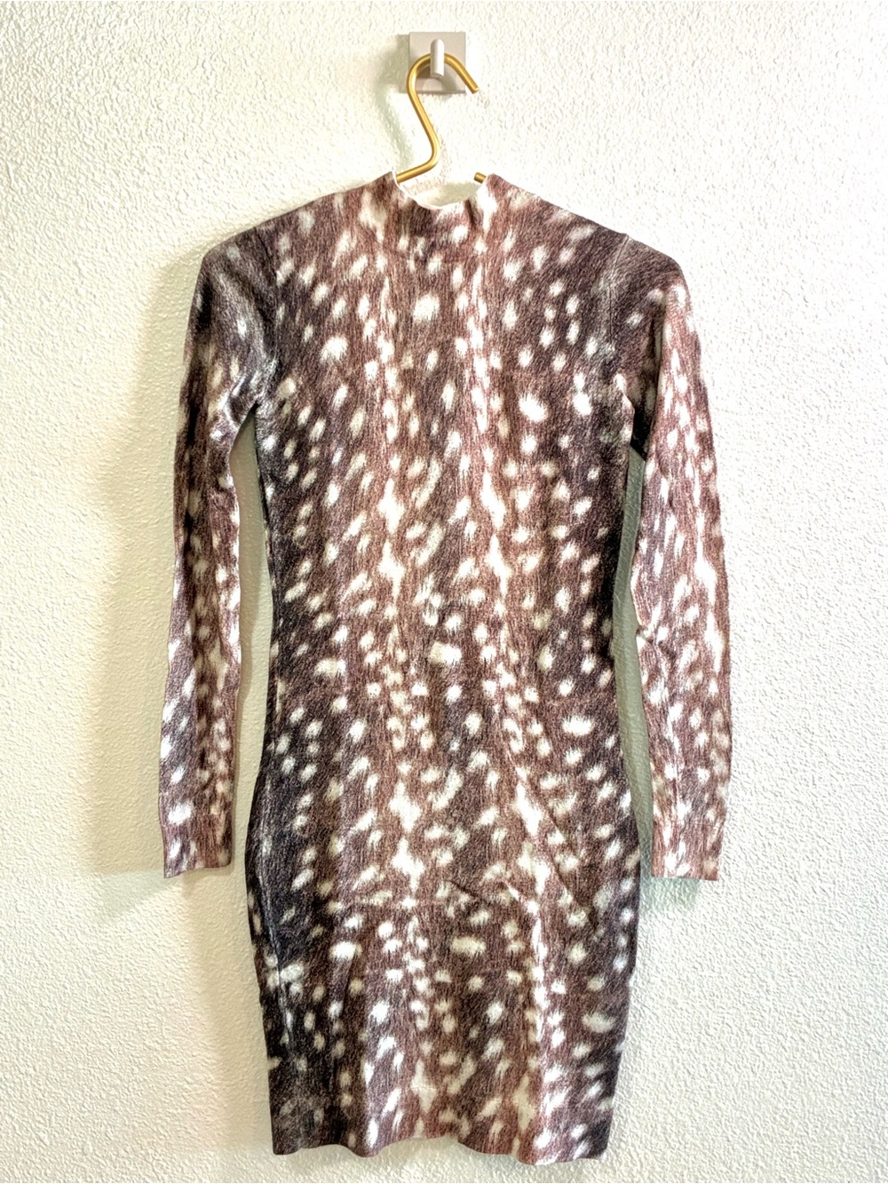 Warehouse Deer Print Bodycon Sweater Dress US 2